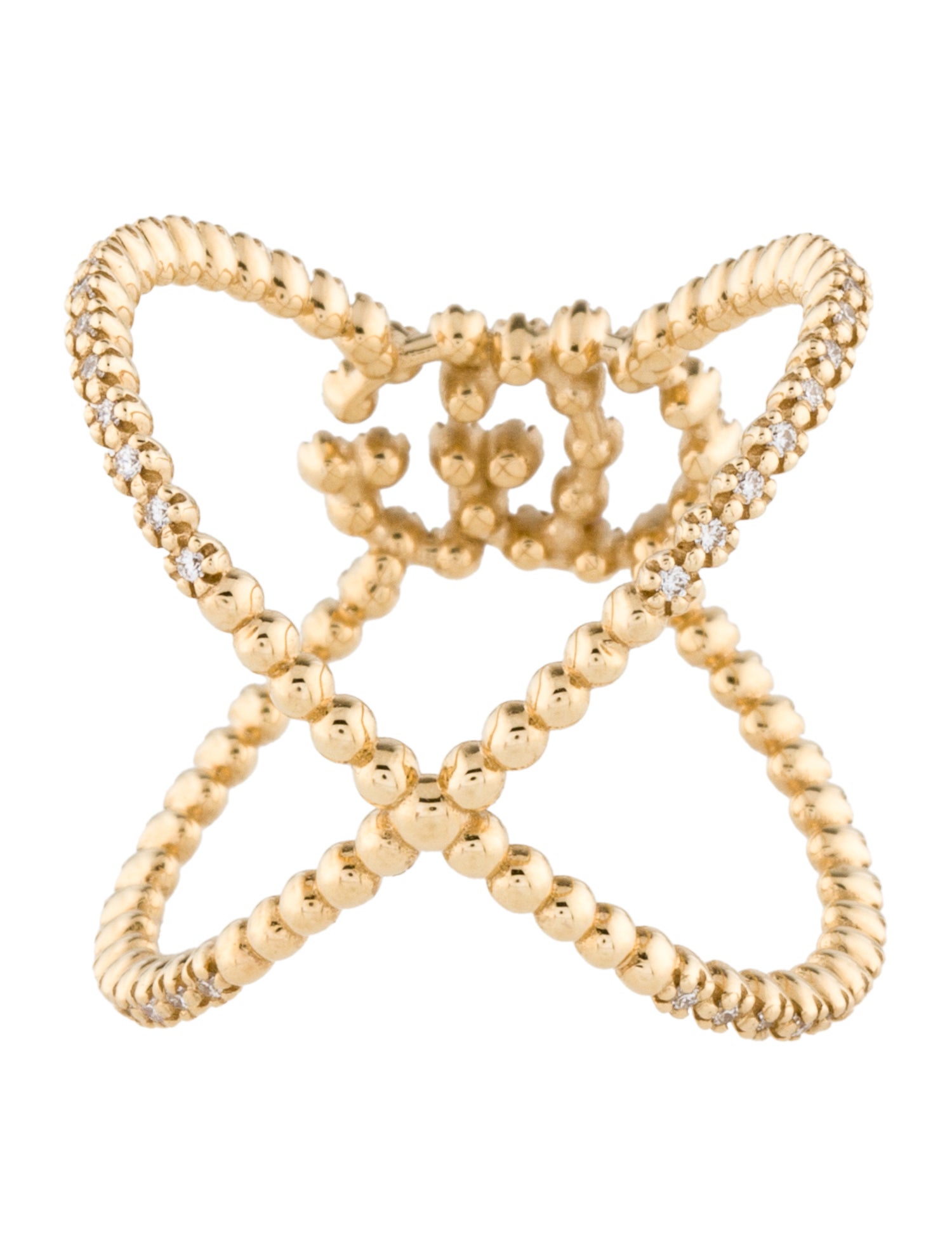 Gucci 18K Diamond GG Running X Ring